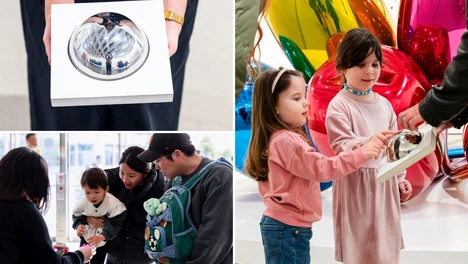 Collage of visitors at Sensory Morning; close up photo of a sensory touch object